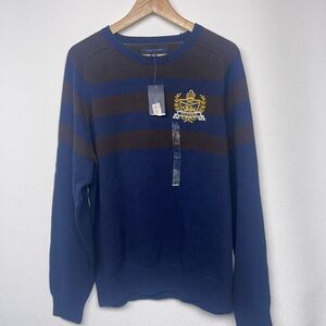 Tommy Hilfiger Blue and Brown Crewneck Sweater